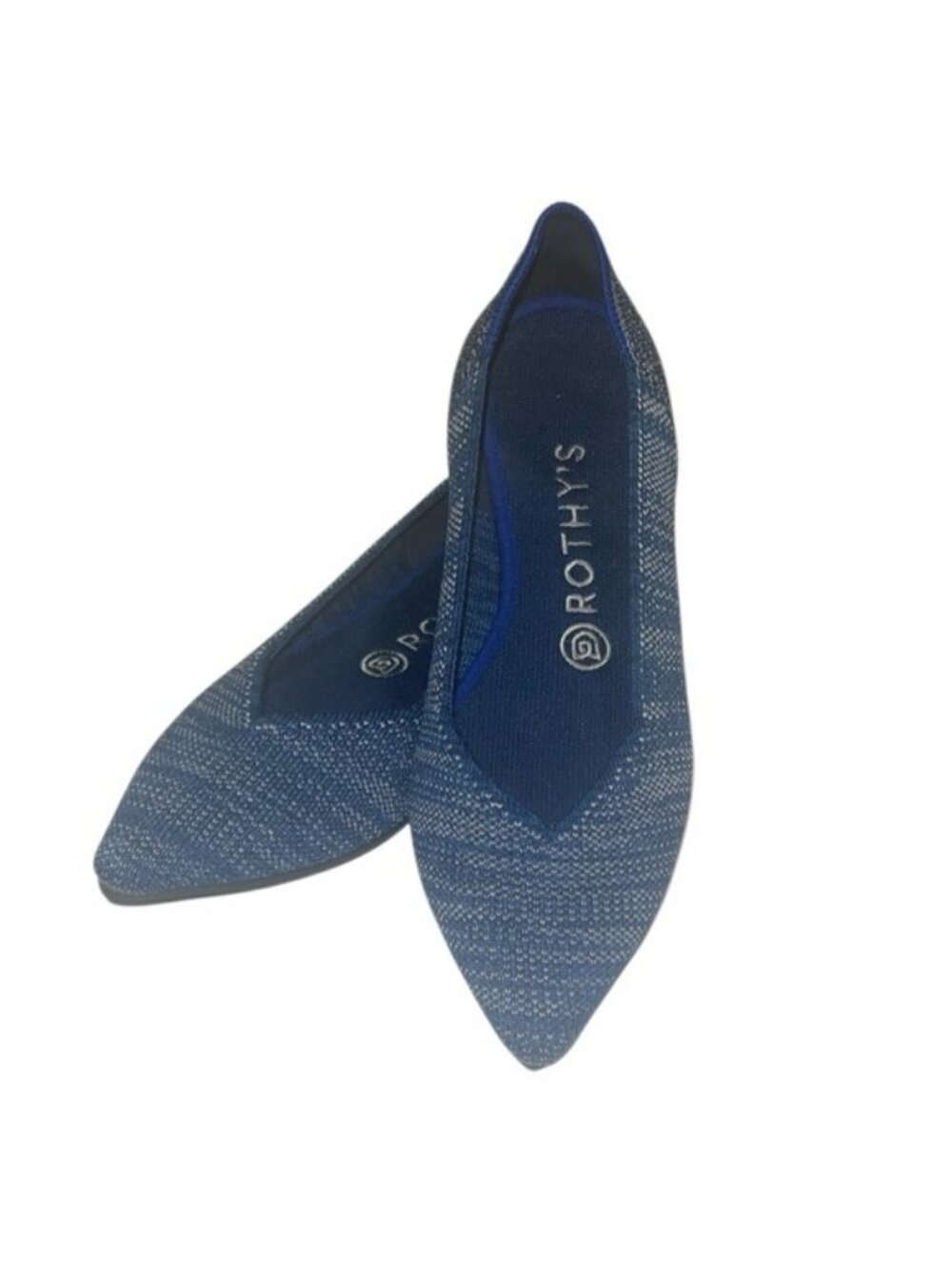 Rothy's The Point Indigo Blue Heather Slip On Knit Flats Size 7.5